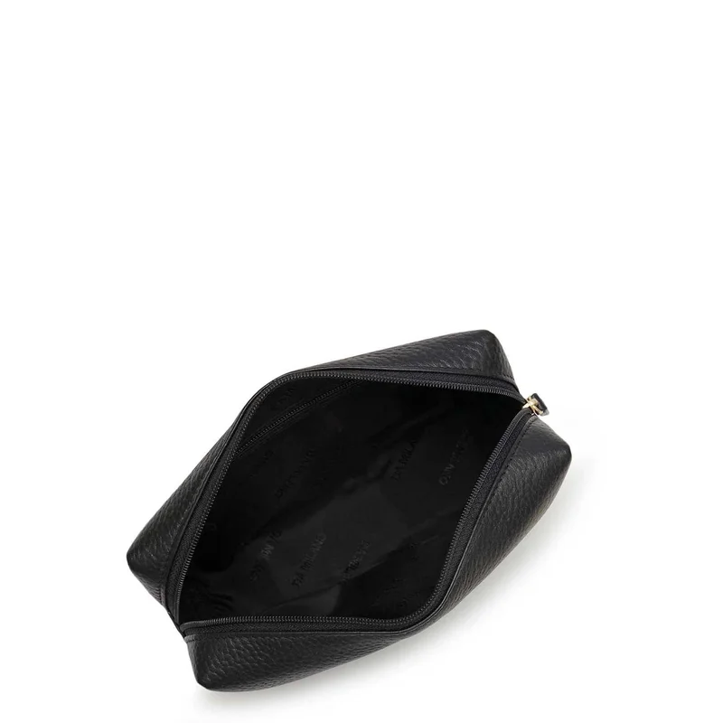 Da Milano Black Wax Leather Vanity Pouch - Black  | Best Price UAE